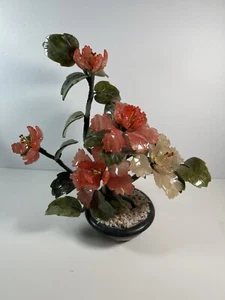 Vintage handgeschnitzter Jade Karneol Quarz Bonzi Baum 12 Zoll - Bild 1 von 8