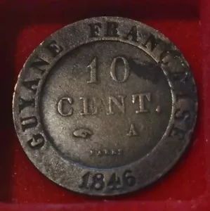 GUYANE Française - Louis Philippe 1er - 10 cent 1846 A BILLON TTB - Imagen 1 de 2