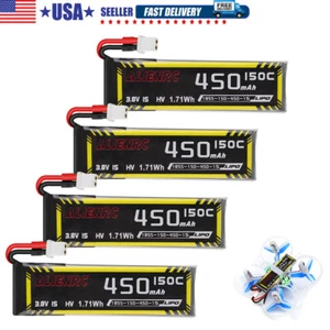 4X ALIENRC 450mAh 1S 150C 3.8V BT2.0 LIHV for 65-85mm mini fpv Tinyhawk/ Mobula - Picture 1 of 10