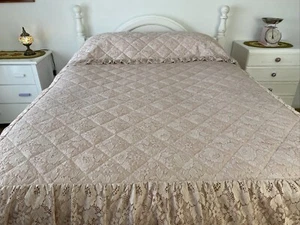 Vintage Nettex Australia Pink Floral Lace Double / Queen Pillow Sham Bedspread - Picture 1 of 17