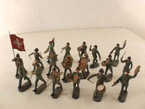 Elastolin Lot de 18 soldats défilé suisses musique 1939 swiss ancien 65 mm RARE - Imagen 1 de 12