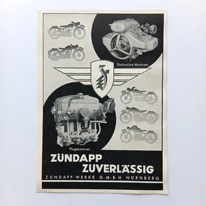 1940 Zündapp Nürnberg Flugmotoren Motoren Werbeanzeige Werbung Reklame - Bild 1 von 1