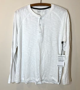 Paper Denim & Cloth T-Shirt Mens Small White Henley Long Sleeve 100% Cotton NEW - Picture 1 of 11