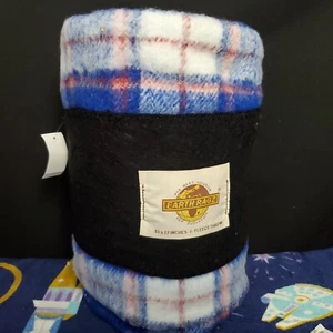 Disney Parks Animal Kingdom Earth Ragz Fleece Throw Blue & Red Plaid 53" x 77" - Picture 1 of 3