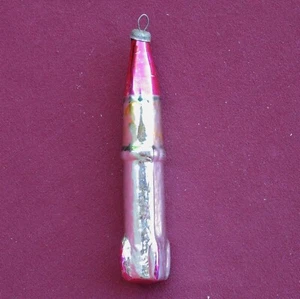Christmas Ornament ROCKET 1960 /USSR/ Vintage Soviet Space Propaganda GLASS BULB - Picture 1 of 3