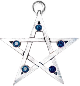 Open Pentagram Pendant, Pagan Star Wiccan Swarovski Crystals Fantasy Gift Magic - Picture 1 of 3