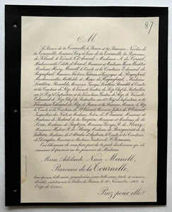 MEINELL BARONNE TOURNELLE Corail Faire Part Roquefeuil Puitizon Wechter 1901 - Picture 1 of 1