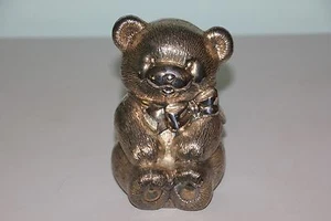 Vintage Silverplate Teddy Bear Coin Bank  - Picture 1 of 6