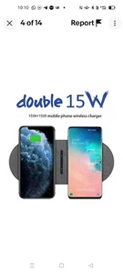 2in1 Dual 15W Wireless Charger Charging Pad Mat For Apple iPhone 15 Google Pixel - Picture 1 of 4