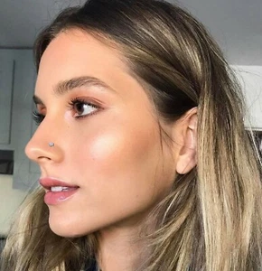 ProQua glitzernder kleiner dünner klarer Kristall-Nasenstecker mit Kugelkopf - Bild 1 von 2