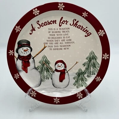 St Nicholas Square Yuletide Snowman Cookie Plate 13" Festive Christmas Decor - Image 1 of 4