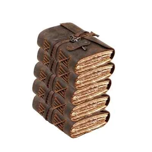 Handmade Leather Journal with Brass Key Closure -Lot of 5 - Vintage Cotton Paper - Picture 1 of 7