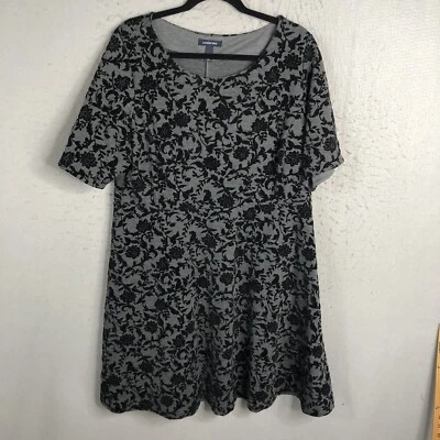 Lands End Dress Womens 2X Plus Size Gray Black Velvet Burnout Floral Event - Image 1 of 4