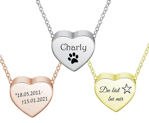 ID Herz Asche Medallion + Kette mit Gravur nach Wunsch Urne Memorial 3 Farben - Picture 1 of 10
