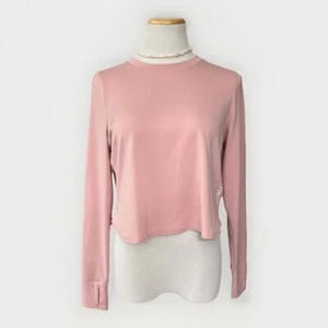 Top Corto Entrenamiento Manga Larga Gymshark Rosa Polvo Logo Entrenamiento S - Imagen 1 de 11