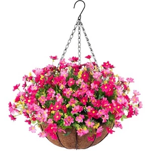 Artificial Hanging Flowers in Basket for Patio Garden Porch Deck Decoration - Picture 1 of 14