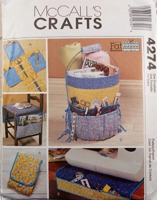 McCALLs Crafts 4274 Fat Quarter SEWING Accessories Organizer Tote Project UNCUT - Image 1 of 4