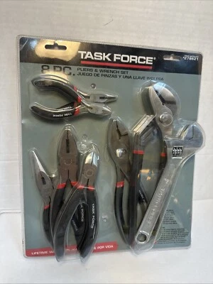 8 pc Mechanic Plier Set 8" Tool Set Automotive Linesman Slip ADJ Wrench Pliers - Image 1 of 4