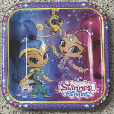 Shimmer And Shine 7 Inch Party Plates Square Kids Party DesignWare Paper 8 Pack - Image 1 of 2
