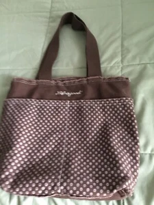 Life Is Good Canvas Tote Shoulder Bag Cotton Brown Double Strap Logo Polka Dot - Picture 1 of 3