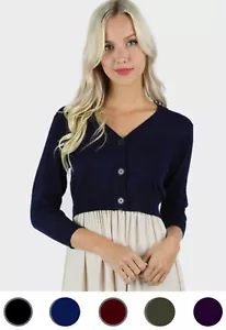 NEW Plus Size 3/4 Sleeve Cropped Sweater Cardigan Shrug Cover Up- L/XL/1X-2X-3X - Picture 1 of 6