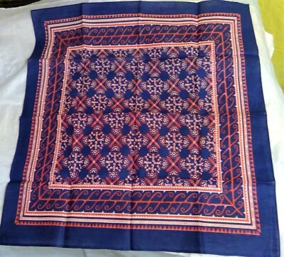 Pañuelo Bandana Color Rápido Vintage Naranja Cuadros Geométrico Algodón RN 14193 Foto 1 de 4