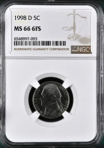 1998-D Jefferson Nickel   NGC MS66 6FS - Picture 1 of 4