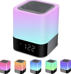 Biseoamz Luz Nocturna Altavoz Bluetooth Reloj Despertador Cambio de Color Reproductor de MP3 - Imagen 1 de 8