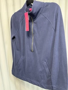 Pullover Lilly Pulitzer Nuevo con Etiquetas 1/4 Cremallera Patrón con Bolsillos, Azul Marino Para Mujer Mediano. - Imagen 1 de 5