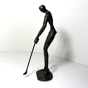 Brutalist Bronze Female Golfer Statue Abstract 9 inch Figurine Vintage - Picture 1 of 6