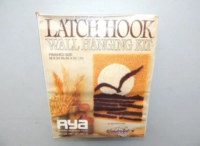 *BOX DAMAGE* NOS Rya Latch Hook Wall Hanging Kit Golden Flight Bird 4801 18X24 - Image 1 of 4
