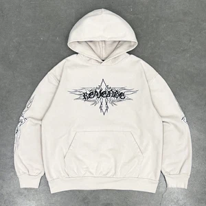 Revenge Flaming Cross Hoodie Large Cement Tribal Grunge Streetwear Made in USA - Picture 1 of 12