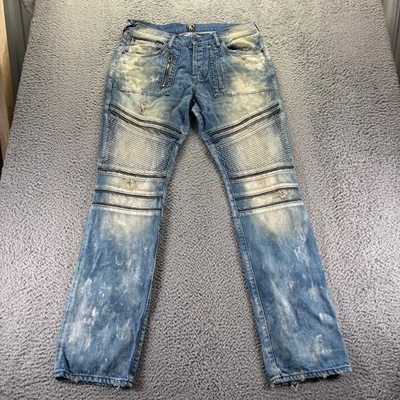 Мужские джинсы PRPS 36x36 синий свет стирка хлопок прямые выцветшие искусственно состаренные - Изображение 1 из 4