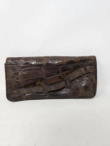 Brown Vintage Crocodile Skin Wallet Purse animal reptile old fashioned - Picture 1 of 5