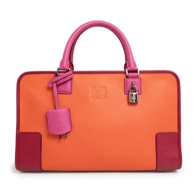 LOEWE Amazona 36 Handbag Leather, Orange & Pink & Bordeaux 352.35AA22 - Image 1 of 4