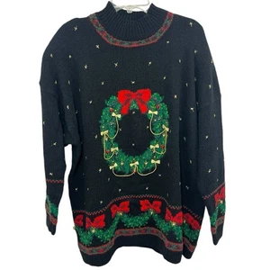 De Colección Marisa Christina II Feo Navidad Suéter Años 90 Para Mujer 3X Simulado Cuello Vacaciones - Imagen 1 de 12