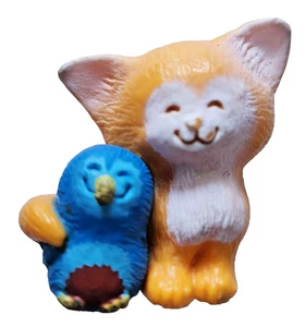 Hallmark MAGNET Vintage CAT Yellow & BLUE BIRD Smilebringers 1980 Mini FIGURINE - Picture 1 of 4