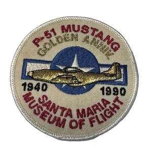 Vintage 1990 P-51 Mustang Golden Anniv Santa Maria Museum Of Flight Aufnäher Patch - Bild 1 von 4