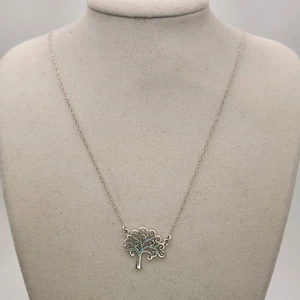 925 Sterling Silver Tree Of Life Necklace 18" - Picture 1 of 6