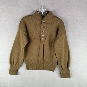 U.S. Army Military Men's 100% Wool Knit Henley Brown Sweater Size Medium - Picture 1 of 7