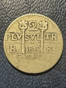 ** CARACAS - VENEZUELA  1819 BS (Morilleros) 2 REALES ROYALISTS ** - Bild 1 von 2