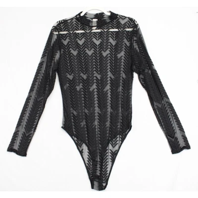 Body negro transparente Top Manga Larga Mujer XL Gótico Edgy Coquette Foto 1 de 4