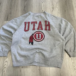 Vintage 90s Utah Utes Sweatshirt Erwachsene 2XL XXL grau Rundhals Pullover Herren - Bild 1 von 6