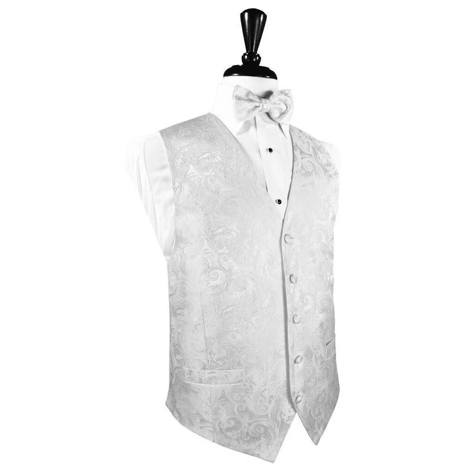 Luxury Silk Paisley Tuxedo Vest and Bow Tie in Assorted Colors - Image 1 of 1