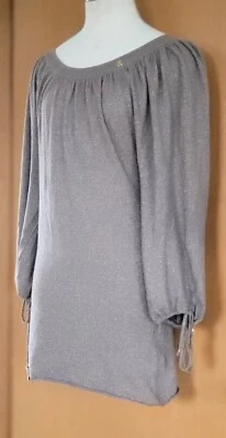 2008 ROBERTO CAVALLI CUELLO REDONDO TEJIDO METALIZADO CACHEMIR SUÉTER VESTIDO TALLA 40 ITALIA Foto 1 de 4