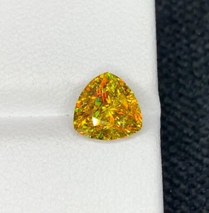 3.06 Ct Natural Full Fire Sphene Titanite Trillion Cut Gemstone For Jewellery - Picture 1 of 7