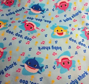*NEW* Baby Shark Music Toss, 1/4 yard (9" x 44") 100% Cotton Fabric - Picture 1 of 1