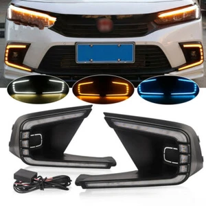 LED DRL Fog light Daytime Running Lights Head Lamp Fit For Honda Civic 2022-2023 - Picture 1 of 12