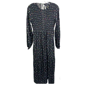ASOS DESIGN Womens Boho Maxi Dress Long Sleeve Cotton Black Floral Crewneck 4 - Picture 1 of 11