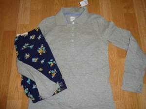 NWT Justice outfit size 10 gray four button shirt with blue flower leggings - Picture 1 of 4